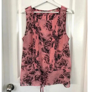 RW&CO Sheer Sleeveless Floral Blouse